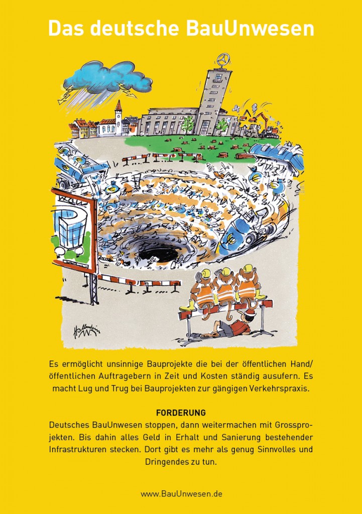 Plakat mit Cartoon Stuttgart 21 / S21