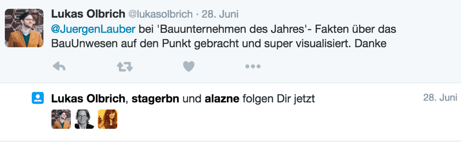 Tweet vom Bauunternehmer